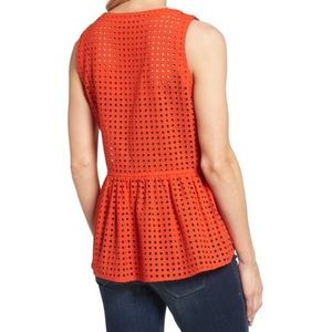Halogen Tops - Halogen Orange Eyelet Peplum Top Halogen Tops - Halogen Orange Eyelet Peplum Top